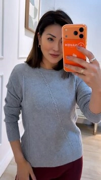 Blusa Tricot Texturas Em Losango Mirella Trançado Diagonal