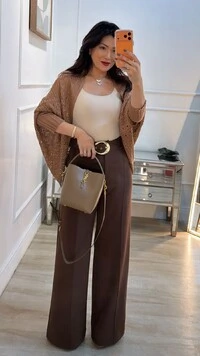 Kimono Capa Tricot Lulu Punhos Largos Canelados