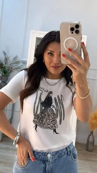 T-Shirt Estampa Mulher Com Saia Animal Print Dallas Girl