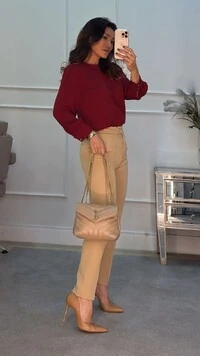 Calça Alfaiataria Básica Caterina Com Botão Forrado