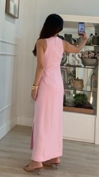 Vestido Longo Cavada Megan Fendas Laterais