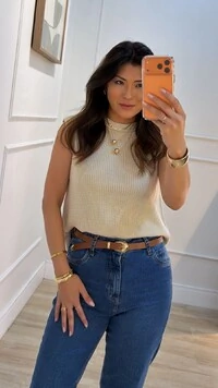 Blusa Regata Tricot Natasha Gola Careca