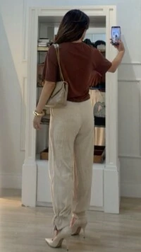 Blusa Malha Ampla Gola Careca Anny Mangas 3/4