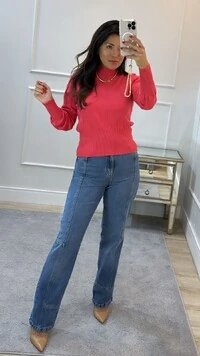 Blusa Tricot Gola Alta Texturas Em Zigue Zague Iara Punhos Largos