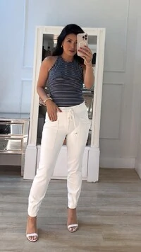 Blusa Regata Bicolor Listrada Nala Com Decote Nadador