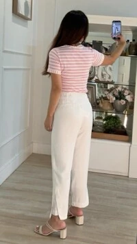 Blusa Malha Listrada Bianca Decote V