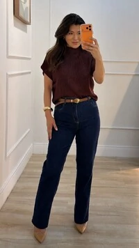 Blusa Tricot Ampla Giulia Gola Alta Enrolado