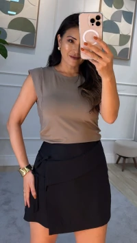 Blusa Regata Malha Anaju Com Detelhe Canelado