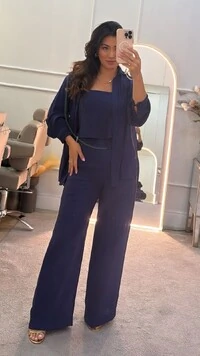 Calça Pantalona Emma Com Nervuras Na Pala