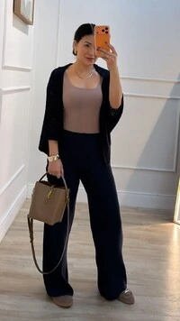 Calça Pantalona Tricot Natasha Pala Larga