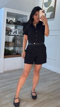 Shorts Alfaiataria Eliana Com Pala E Cinto Fino Couro Eco