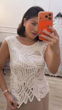 Blusa Regata Tricot Cindy Gola Canoa