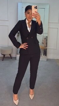 Blazer Alfaiataria Botões Duplos Forrados Com Detalhe Dourado
