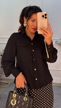 Camisa Crepe Belle Lapela Em Nuvem