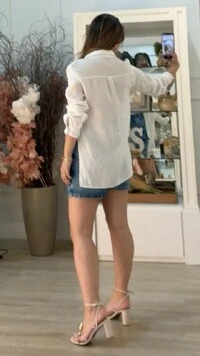 Camisa Linho Com Punhos Trançados E Fendas Laterais