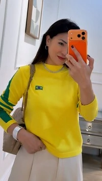 Blusa Tricot Brasil Gola Alta Maju Mangas Longas