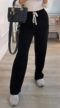 Calça Pantalona Fabiana Canelada Pala Com Amarração