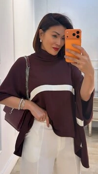 Poncho Gola Role Silvana Faixa Bicolor