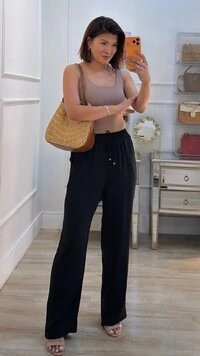 Calça Pantalona Sarah Pala Larga Com Amarração