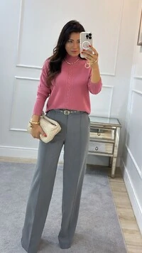 Blusa Tricot Gola Alta Amora Detalhe De Elos E Trançado Frontal
