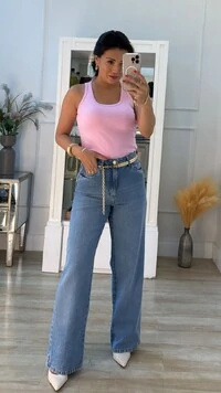 Blusa Regata Malha Ribana Karol Decote U
