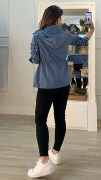 Parka Star Capuz Removível Com Puxadores Reguláveis E Botões Ônix