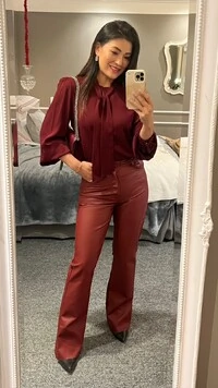 Calça Pantalona Couro Eco Joana