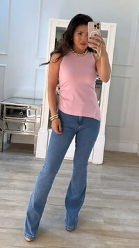 Blusa Regata Canelada Chloe Drapeado Lateral E Barrado Assimétrico