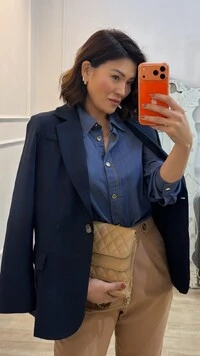 Maxi Blazer Cinthia Bolsos Fake Com Lapela