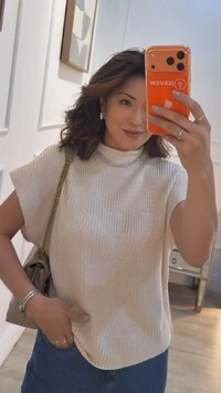 Blusa Tricot Morgana Gola Alta Detalhe Enrolado