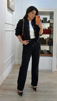 Jaqueta Casaco Bomber Suede Bianca Com Botões De Pressão