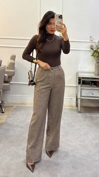 Calça Pantalona Bella Detalhes Zigue Zague