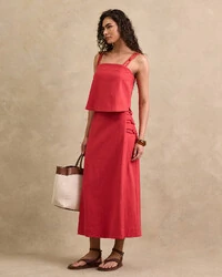 Blusa Regata Alças Duplas Corda Detalhado Caroline Fendas Laterais
