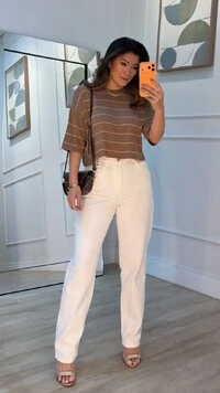 Blusa Tricot Ampla Listrada Stephanie Mangas 3/4