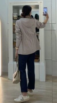 Parka Dupla Face Capuz Removível Manu Com Puxadores Reguláveis