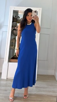 Vestido Midi Cavado Canelado Pamela Detalhe Drapeado