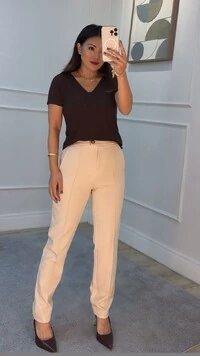 Blusa Malha Canelada Bella Decote V Canelado