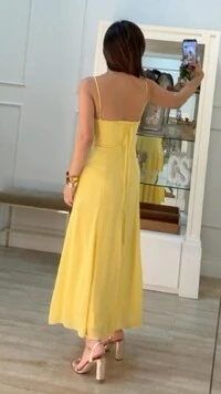 Vestido Chiffon Alças Finas Júlia Decote Coração Com Detalhe