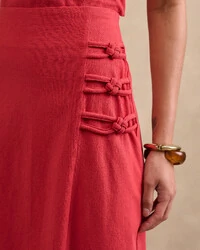 Saia Midi Caroline Tripla Corda Detalhada Lateral