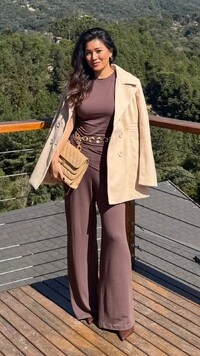 Conjunto Malha Cris Blusa Assimétrica & Calça Pantalona