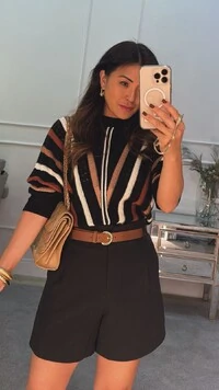 Blusa Tricot Ampla Multicolor Alice Com Nervuras E Entremeios