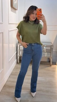 Blusa Tricot Morgana Gola Alta Detalhe Enrolado