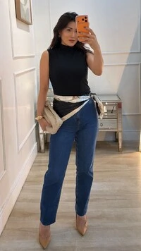Blusa Regata Com Nervuras Caneladas Luiza Gola Alta
