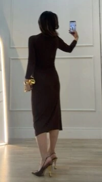 Vestido Midi Canelado Renata Decote V Transpassado