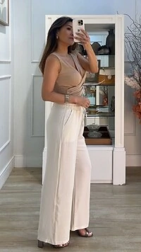 Calça Pantalona Com Brilho Amora Amarração Frontal