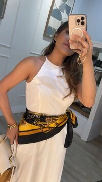 Lenço Acetinado Estampa Com Correntaria