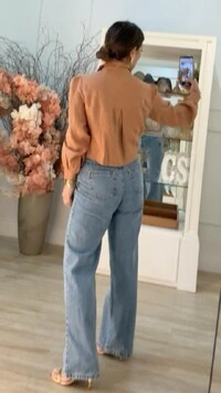 Camisa Cropped Linho Mangas Princesa Veronica Prega Posterior