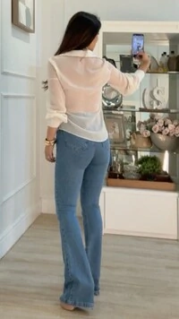 Camisa Chiffon Bárbara Mangas Longas Bufantes