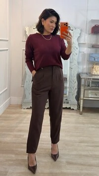 Blusa Tricot Alice Detalhe Faixa Com Nervura Canelada Frontal