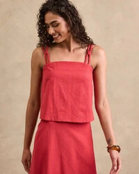 Blusa Regata Alças Duplas Corda Detalhado Caroline Fendas Laterais